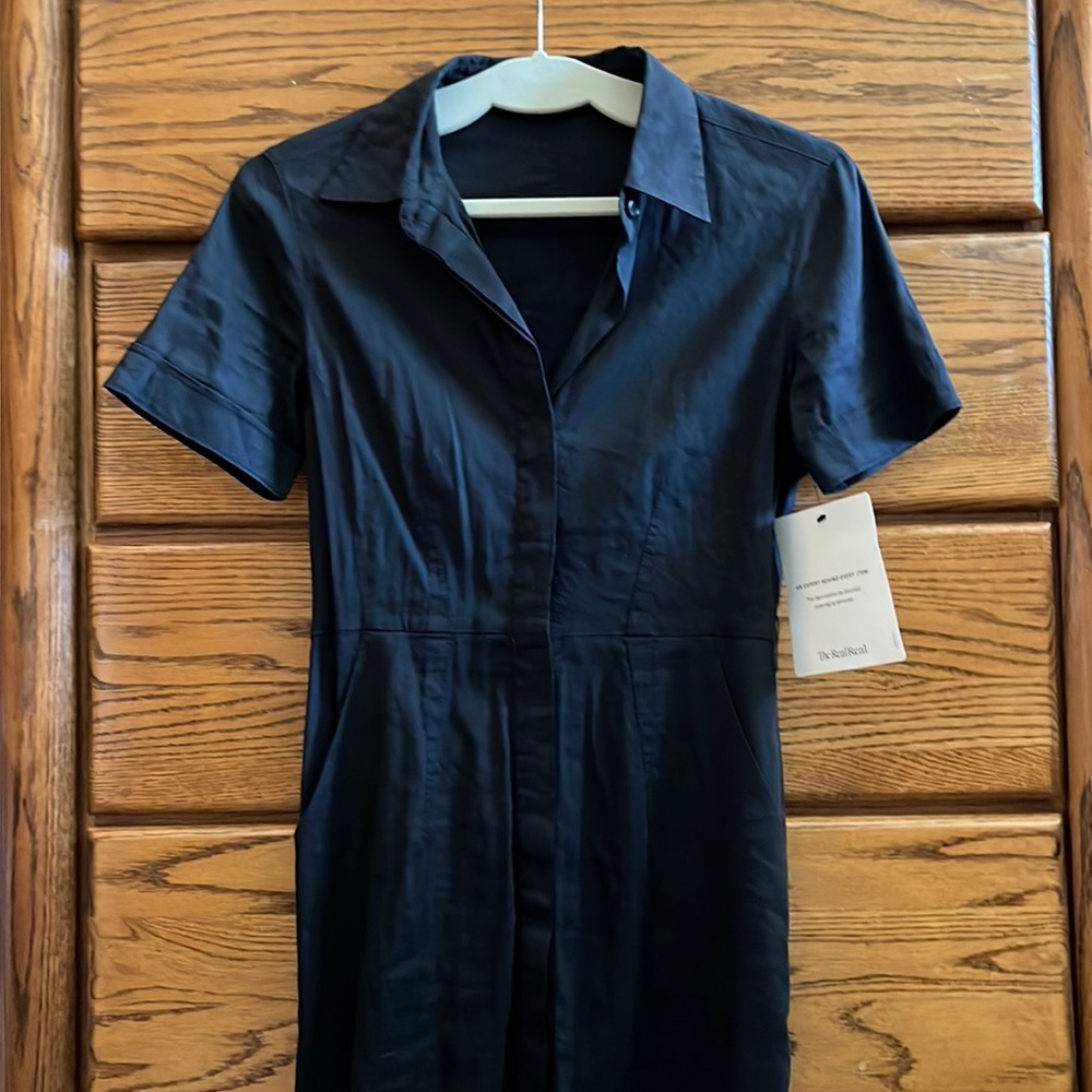 Theory Button Down Black Dress